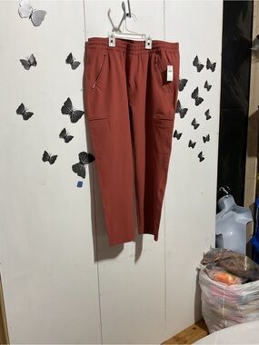 Men's Cargo Jogger Pants - Rust Red